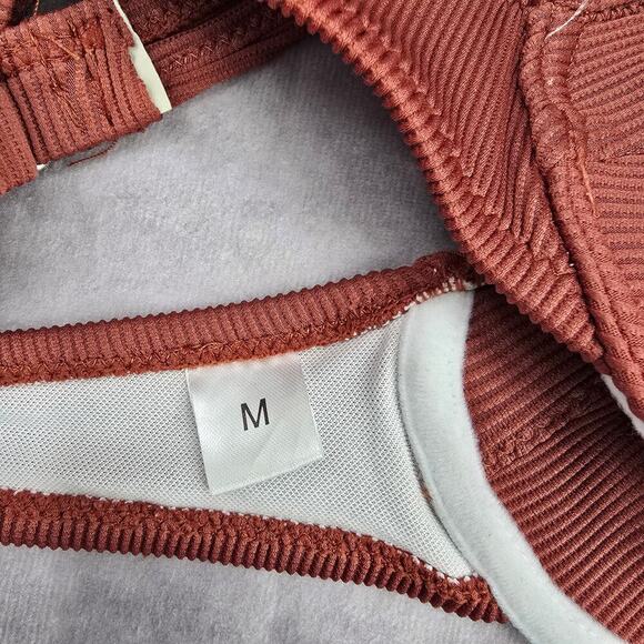 Brown Wired Adjustable Ribbed Bikini Top Swimwear Medium - Picture 6 of 8